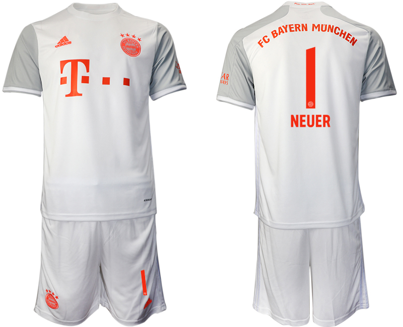 Men 2020-2021 club Bayern Munich away #1 white Soccer Jerseys->customized soccer jersey->Custom Jersey
